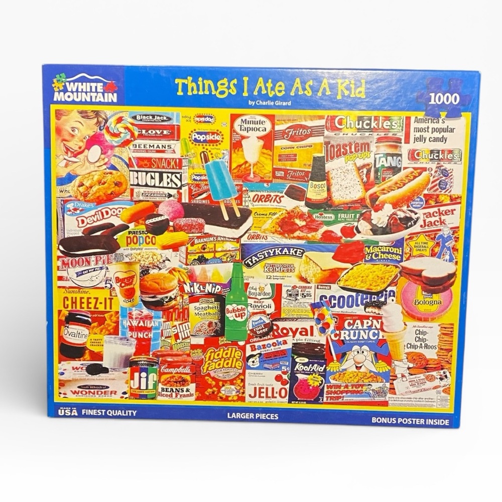 White Mountain “Things I Ate as a Kid” 1000 Piece Jigsaw Puzzle Complete - Picture 2 of 6